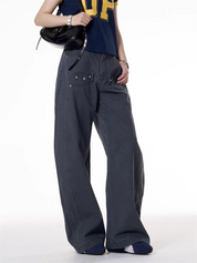GKIKZ DOUBLE STITCHED LOOSE UTILITY PANTS