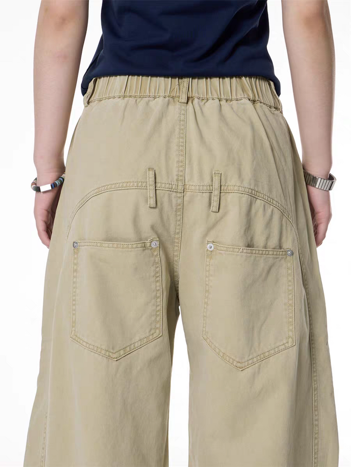 GKIKZ DOUBLE STITCHED LOOSE UTILITY PANTS