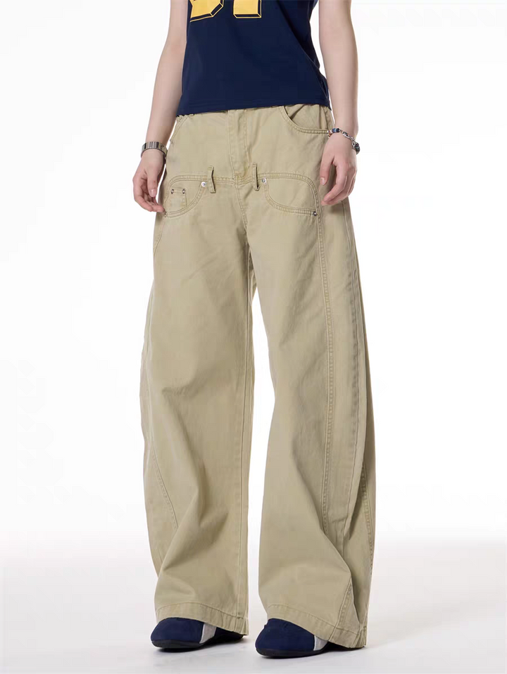 GKIKZ DOUBLE STITCHED LOOSE UTILITY PANTS