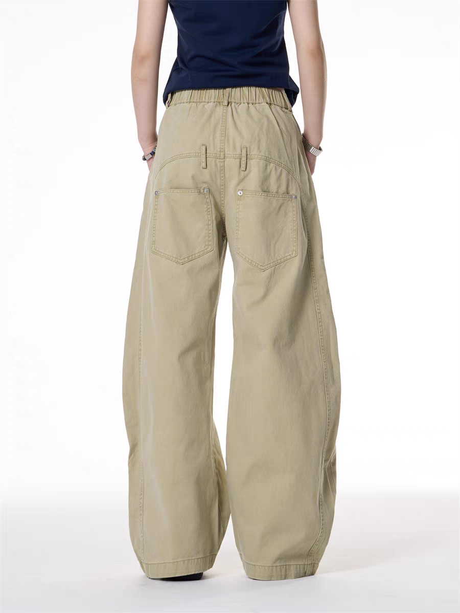 GKIKZ DOUBLE STITCHED LOOSE UTILITY PANTS