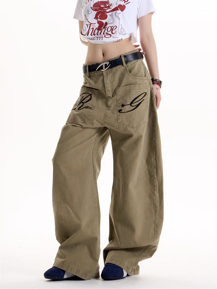 GKIKZ REBEL GRAFFITI WIDE-LEG CARGO PANTS