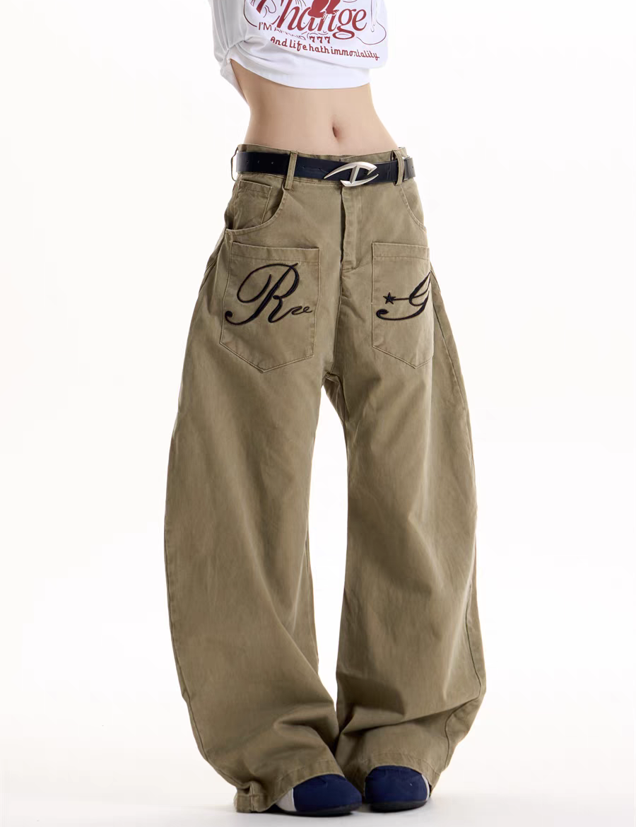 GKIKZ REBEL GRAFFITI WIDE-LEG CARGO PANTS