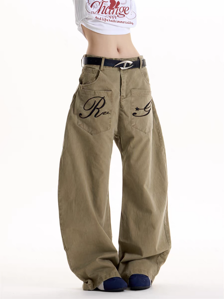 GKIKZ REBEL GRAFFITI WIDE-LEG CARGO PANTS