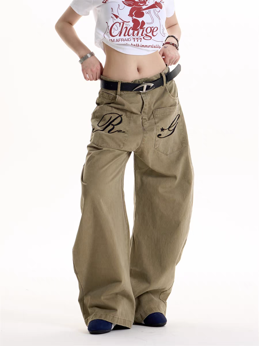 GKIKZ REBEL GRAFFITI WIDE-LEG CARGO PANTS