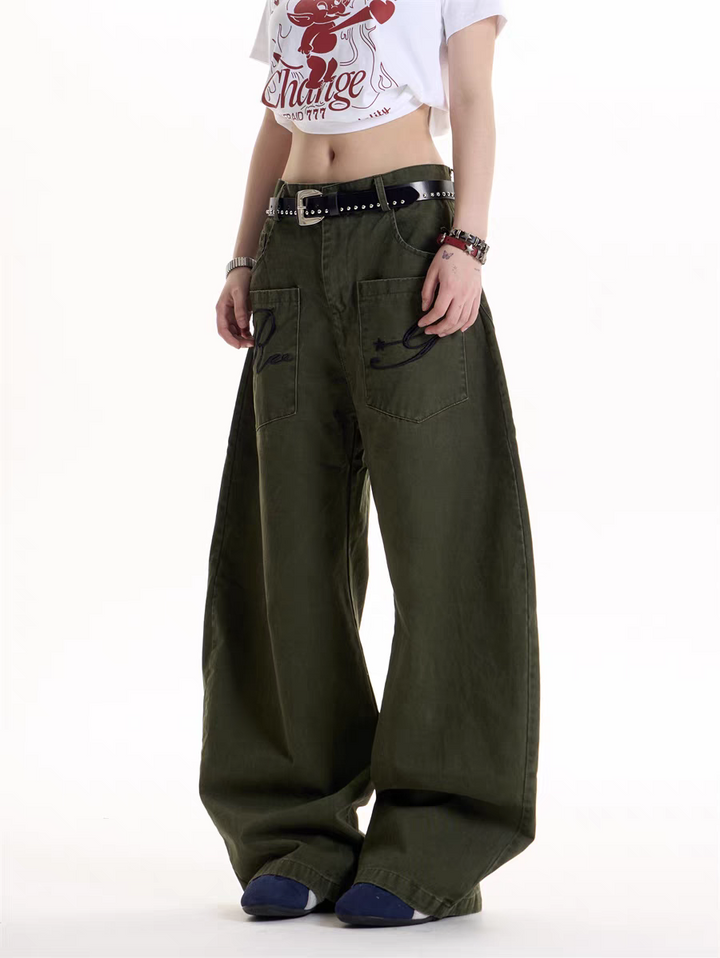 GKIKZ REBEL GRAFFITI WIDE-LEG CARGO PANTS