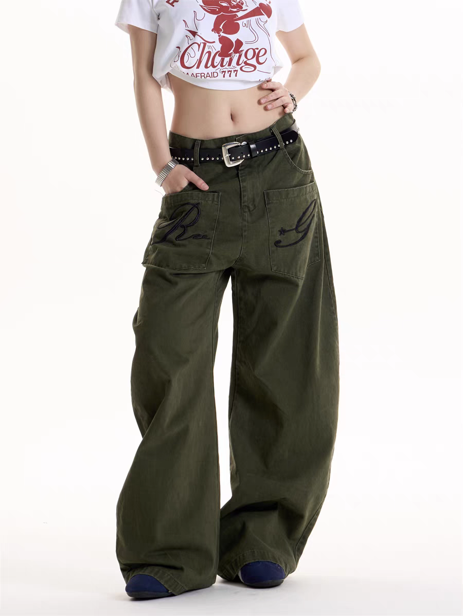 GKIKZ REBEL GRAFFITI WIDE-LEG CARGO PANTS