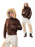 Fur-Lined Graphic Sleeve Parka Jacket - Cozy Limited Edition