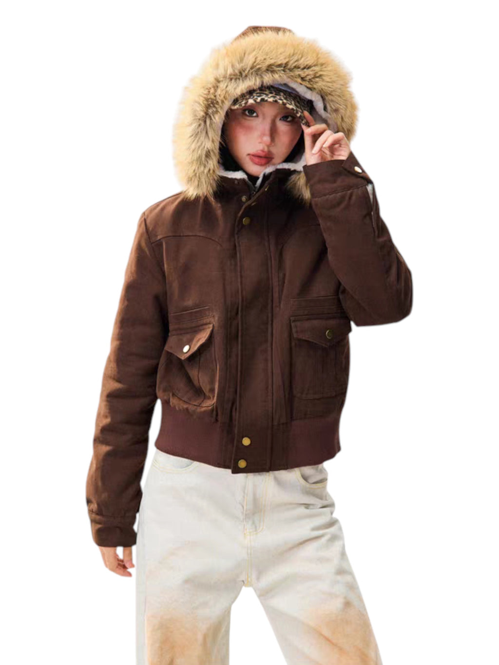 Fur-Lined Graphic Sleeve Parka Jacket - Cozy Limited Edition