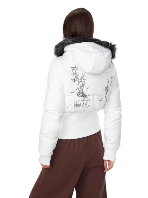 GKIKZ GRAFFITI BACK FAUX FUR PUFFER JACKET