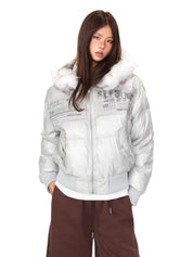 Urban Archive Embroidered Fur-Hood Puffer Jacket