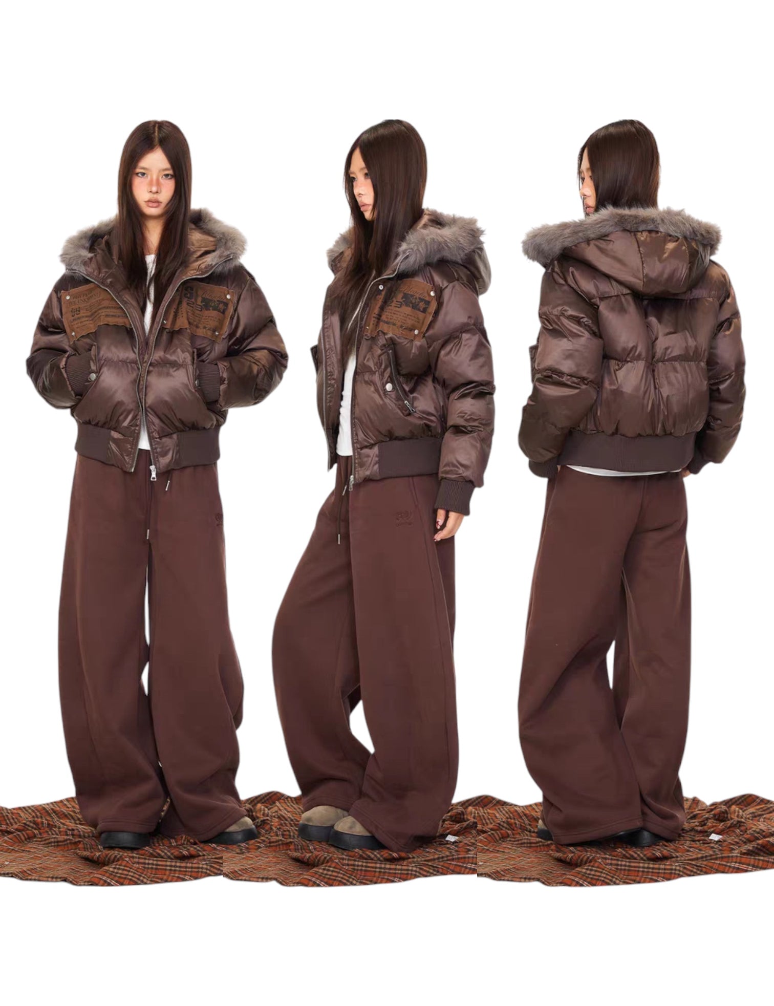 Urban Archive Embroidered Fur-Hood Puffer Jacket