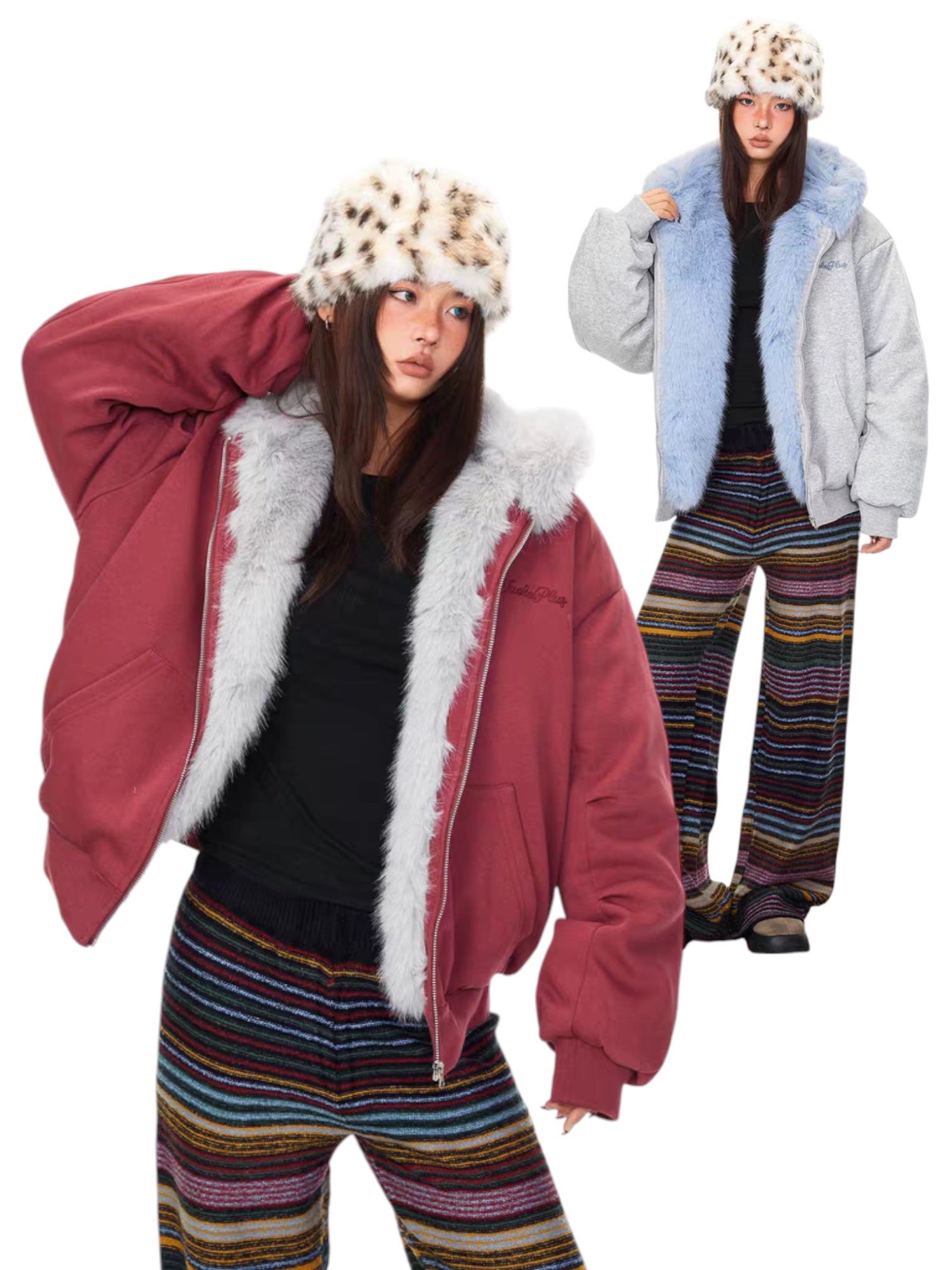 GKIKZ BABYBLISS FAUX FUR HOODIE JACKET - DOUBLE TROUBLE EDITION