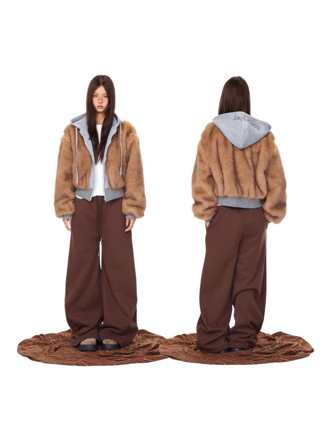 GKIKZ DOUBLE TROUBLE FAUX FUR ZIP-UP HOODIE