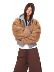 Double Trouble Faux Fur Zip-Up Hoodie