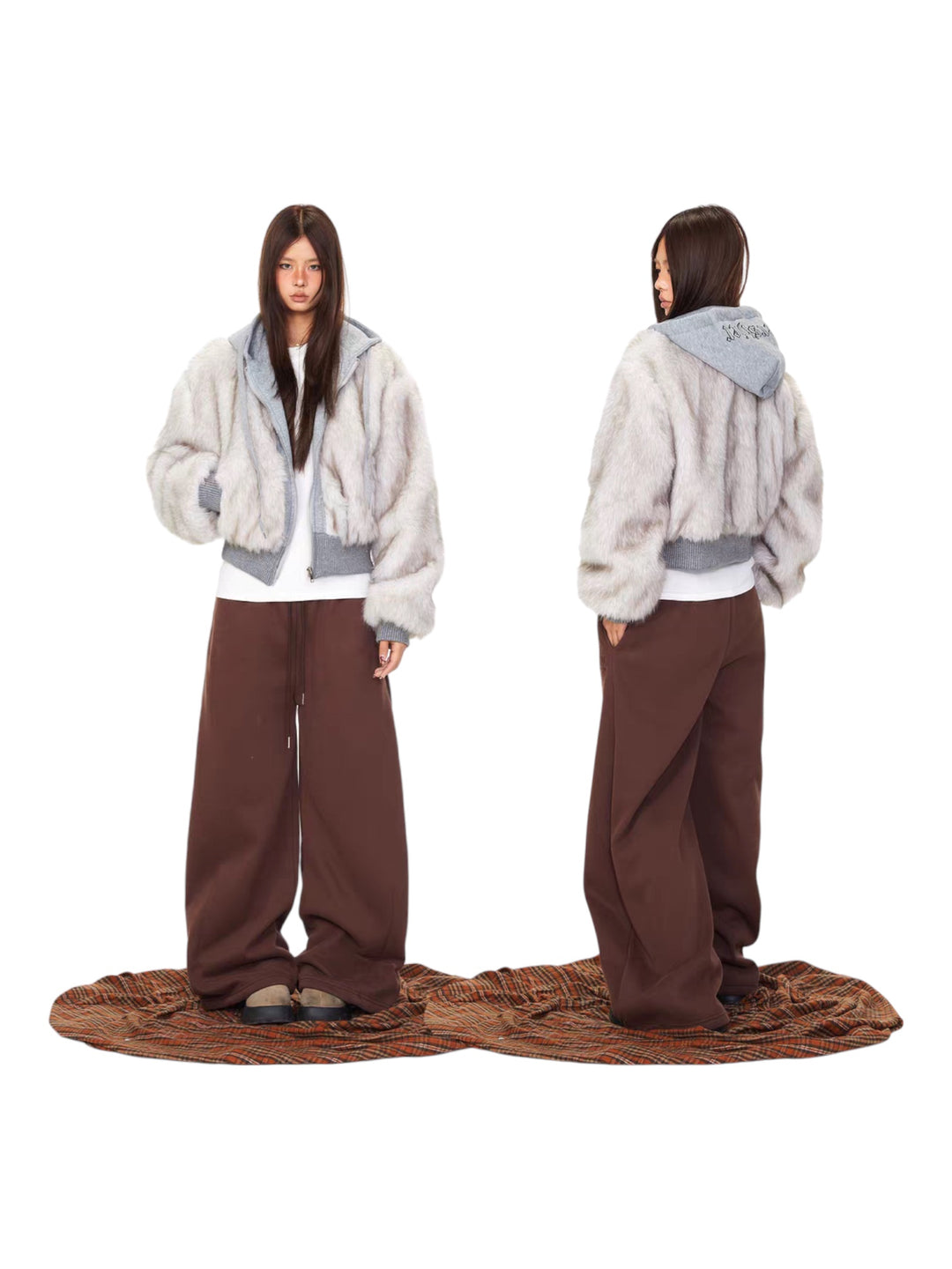 GKIKZ DOUBLE TROUBLE FAUX FUR ZIP-UP HOODIE