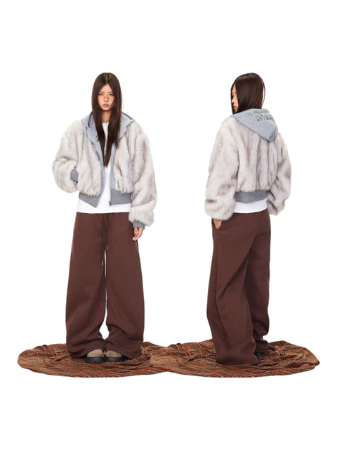 GKIKZ DOUBLE TROUBLE FAUX FUR ZIP-UP HOODIE