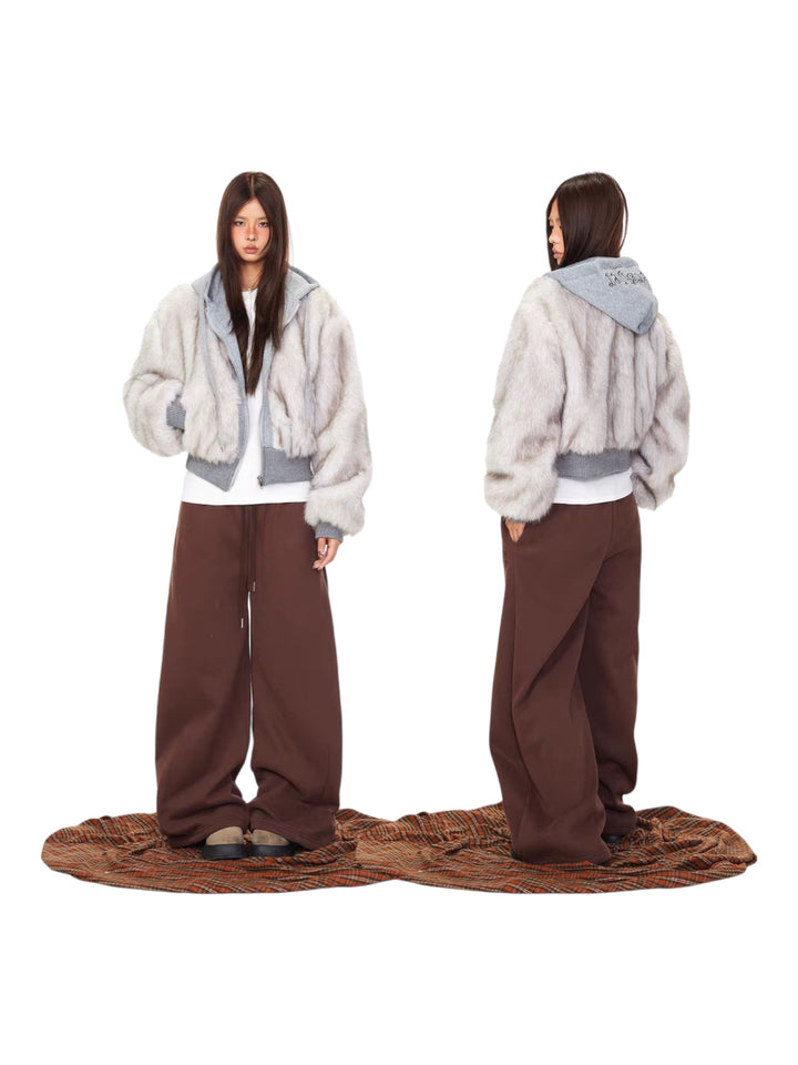 GKIKZ DOUBLE TROUBLE FAUX FUR ZIP-UP HOODIE