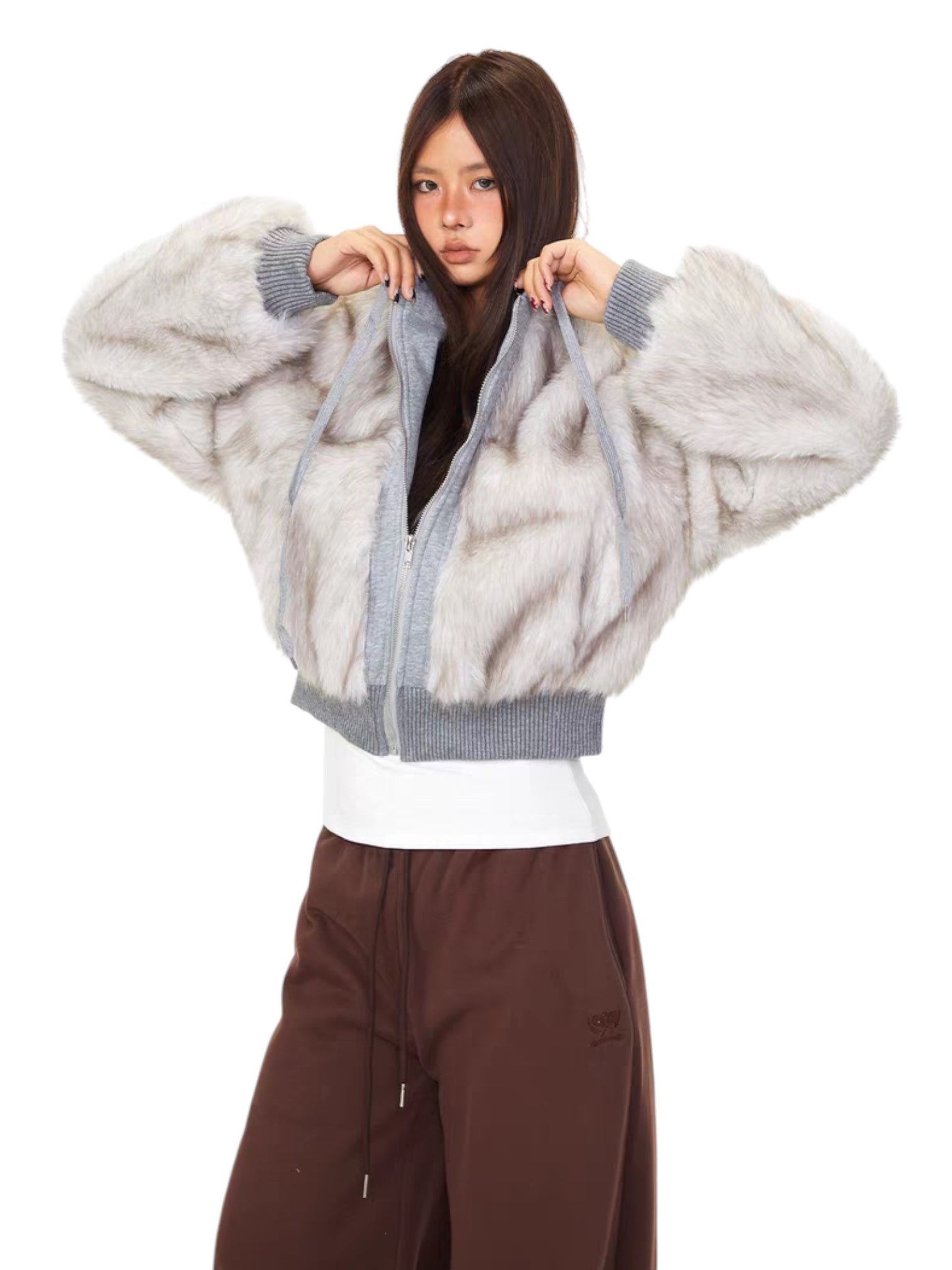 Double Trouble Faux Fur Zip-Up Hoodie