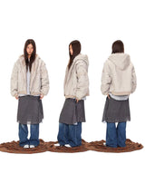 Vintage Distressed Fur Hooded Jacket
