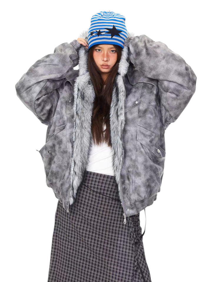 GKIKZ STORMFADE OVERSIZED FUR HOOD JACKET