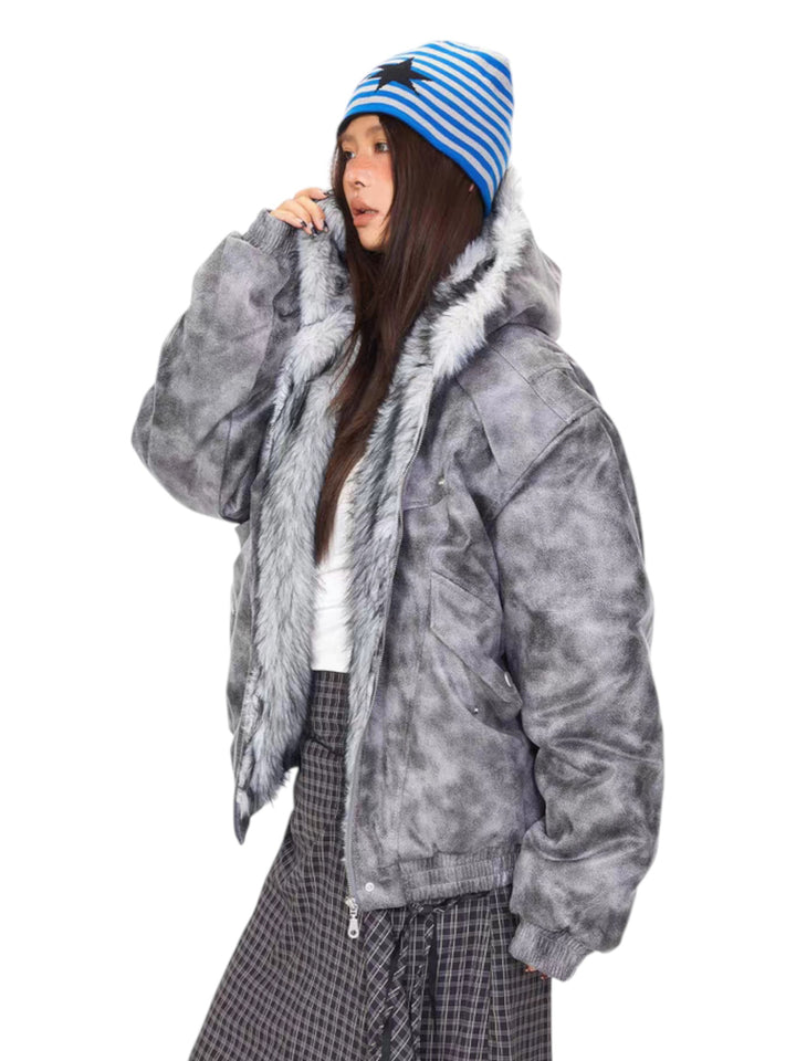 GKIKZ STORMFADE OVERSIZED FUR HOOD JACKET
