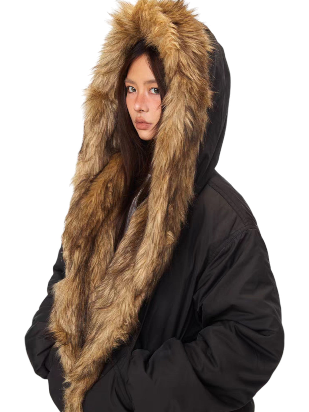 GKIKZ ELEMENTAL FURSTORM™ COTTON FAUX FUR HOODED JACKET
