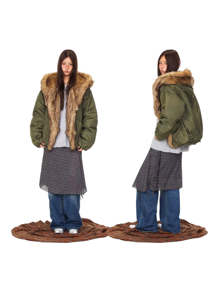 GKIKZ ELEMENTAL FURSTORM™ COTTON FAUX FUR HOODED JACKET