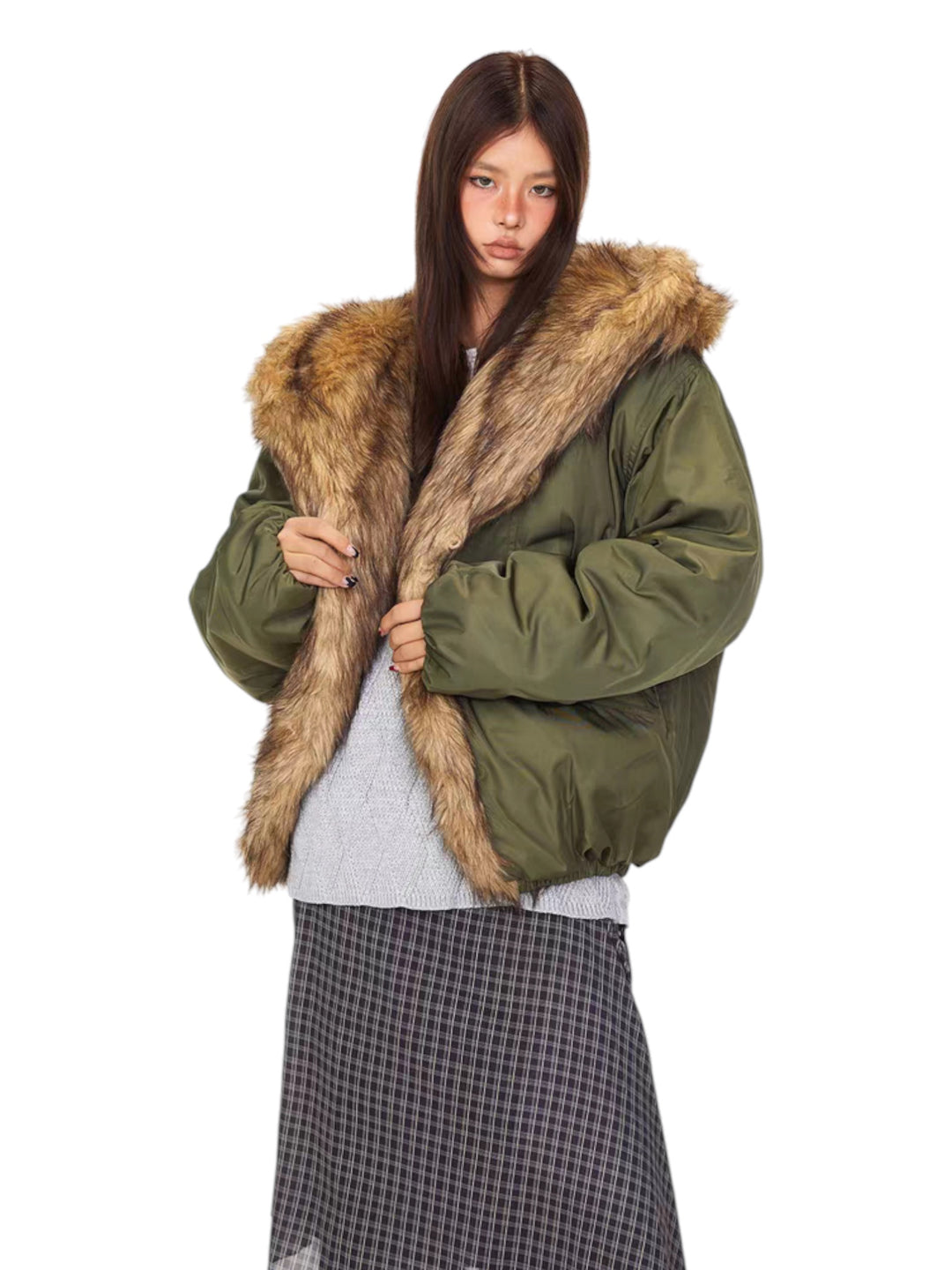 GKIKZ ELEMENTAL FURSTORM™ COTTON FAUX FUR HOODED JACKET
