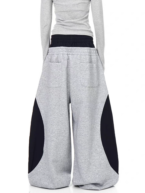Dualwaist Striped Wide-Leg Track Pants