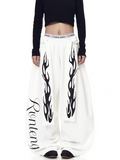 Inferno flame wide-leg pants — women's streetwear