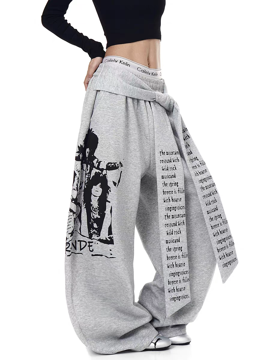 Rock Reverb Graphic Wide-Leg Pants