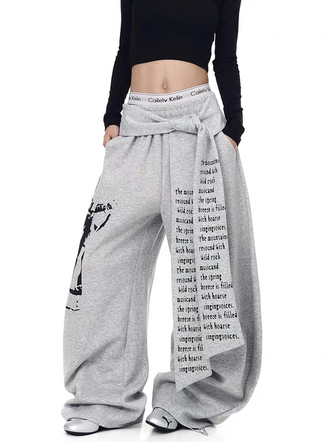 Rock Reverb Graphic Wide-Leg Pants