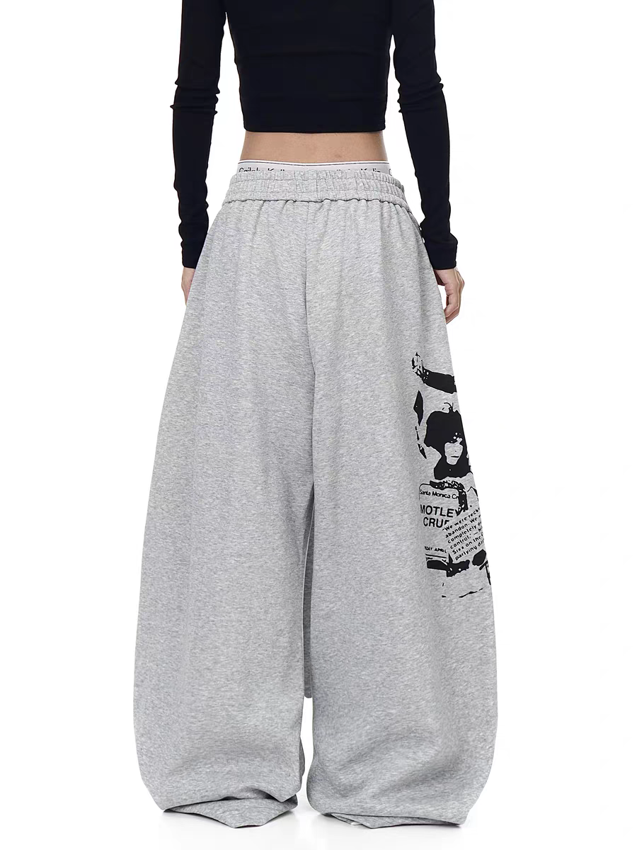 Rock Reverb Graphic Wide-Leg Pants