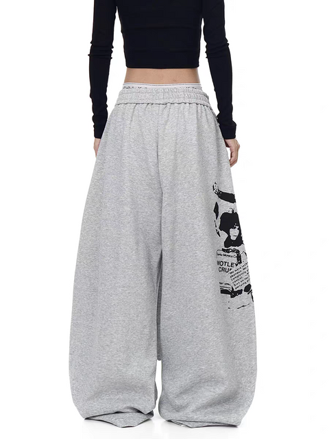 Rock Reverb Graphic Wide-Leg Pants