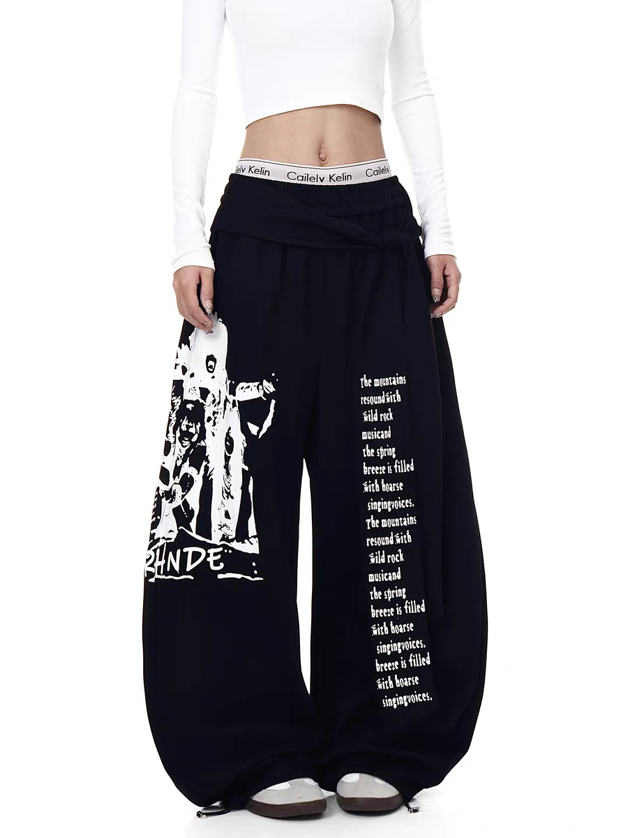 Rock Reverb Graphic Wide-Leg Pants