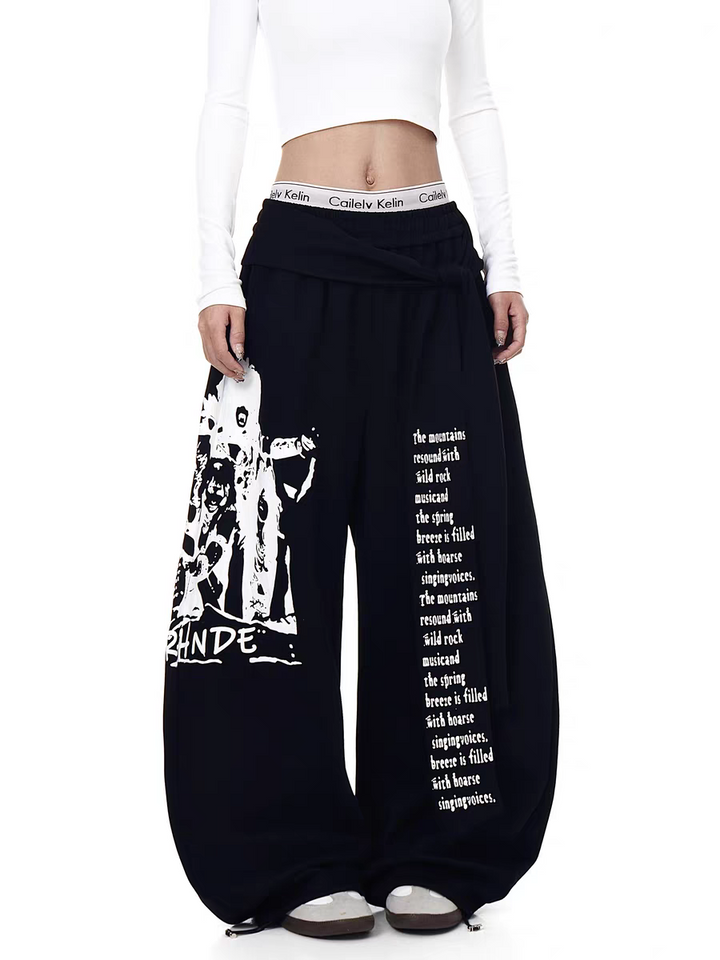 GKIKZ ROCK REVERB GRAPHIC WIDE-LEG PANTS