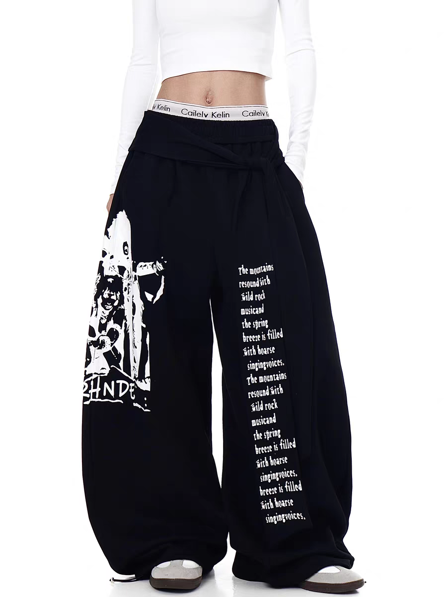 Rock Reverb Graphic Wide-Leg Pants