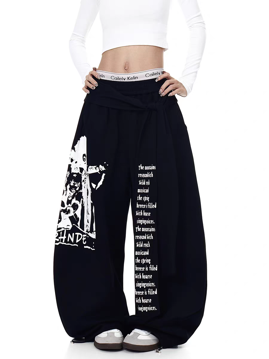 Rock Reverb Graphic Wide-Leg Pants