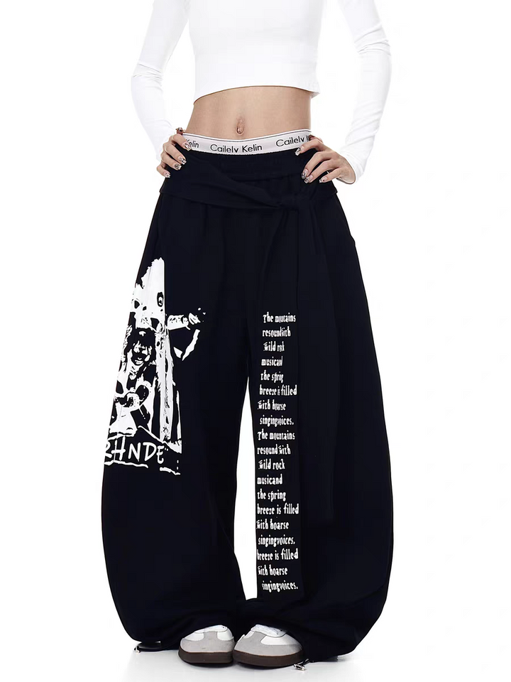 GKIKZ ROCK REVERB GRAPHIC WIDE-LEG PANTS