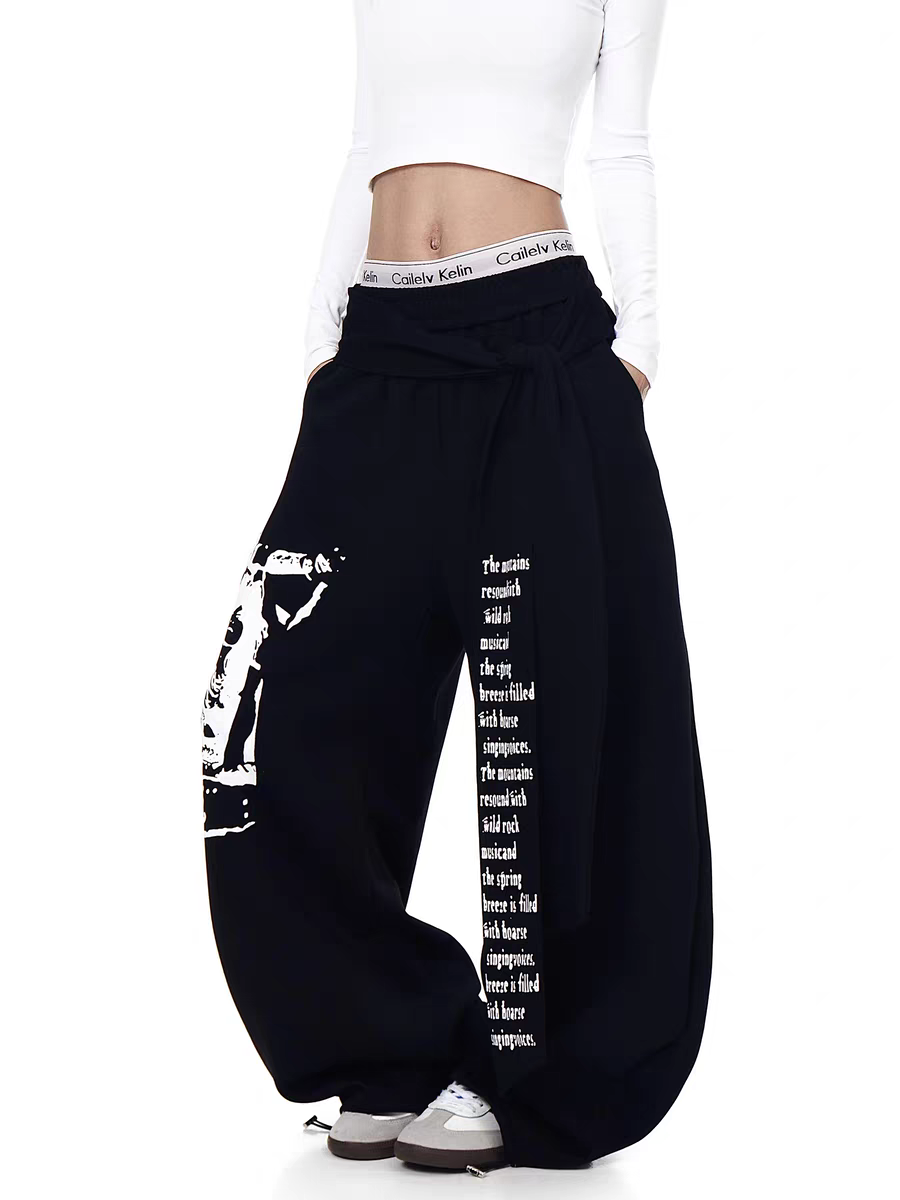 Rock Reverb Graphic Wide-Leg Pants