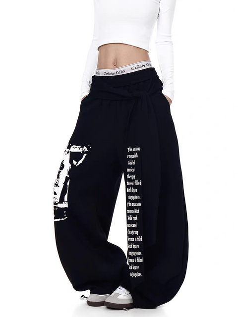 Rock Reverb Graphic Wide-Leg Pants