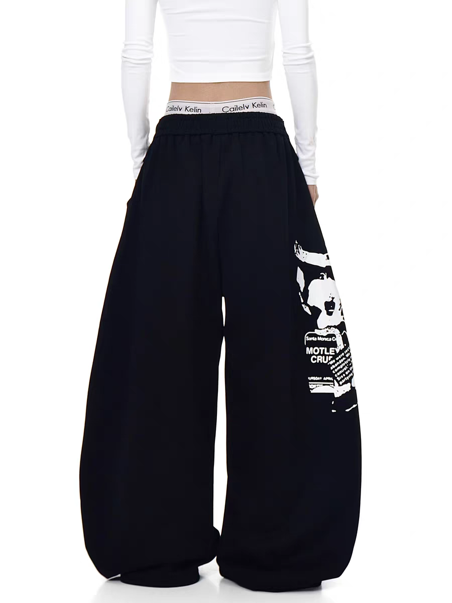 Rock Reverb Graphic Wide-Leg Pants