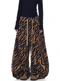 Tiger-trail plush wide-leg pants — women's streetwear