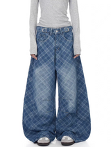 GKIKZ SHADOW GRID WIDE-LEG DENIM