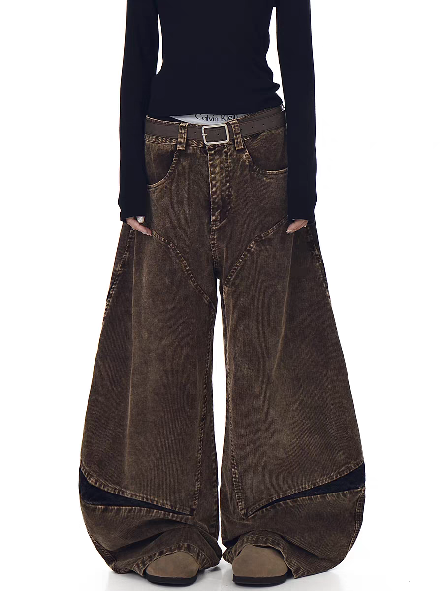GKIKZ ABYSSAL CORDUROY SCULPT WIDE-LEG PANTS