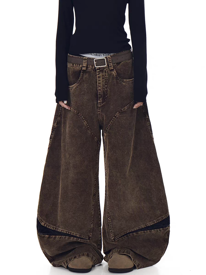 GKIKZ ABYSSAL CORDUROY SCULPT WIDE-LEG PANTS