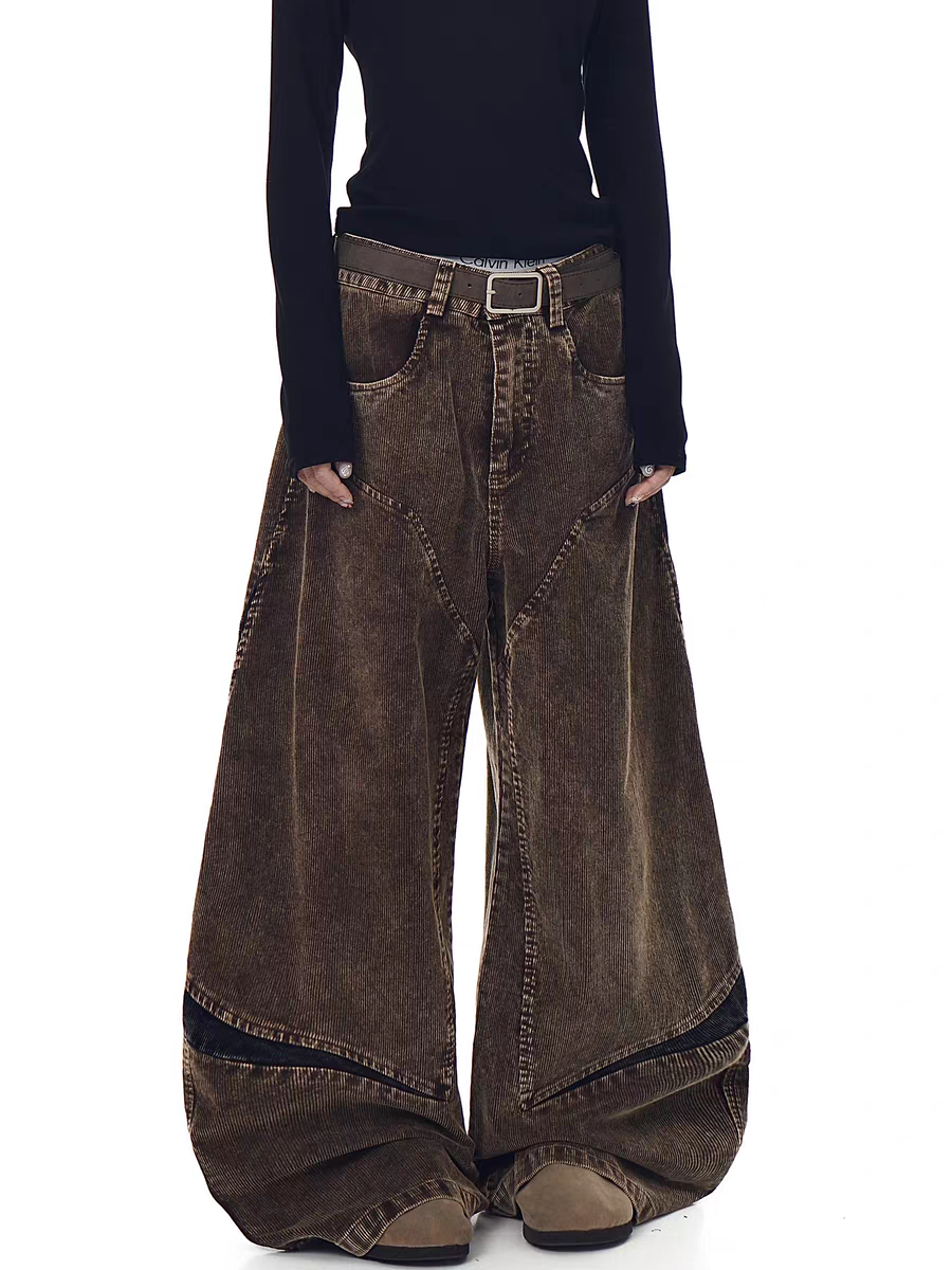 GKIKZ ABYSSAL CORDUROY SCULPT WIDE-LEG PANTS