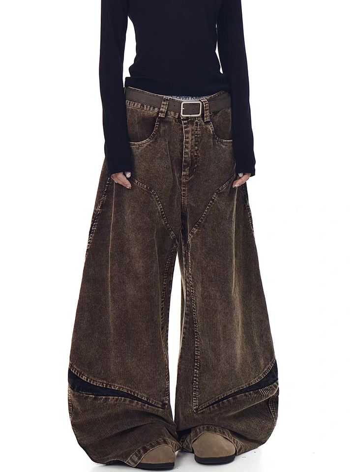 GKIKZ ABYSSAL CORDUROY SCULPT WIDE-LEG PANTS