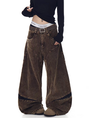 GKIKZ ABYSSAL CORDUROY SCULPT WIDE-LEG PANTS