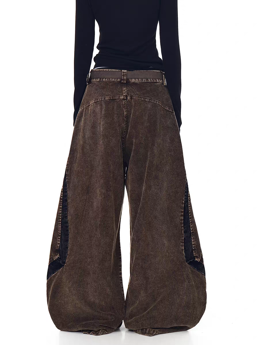 GKIKZ ABYSSAL CORDUROY SCULPT WIDE-LEG PANTS